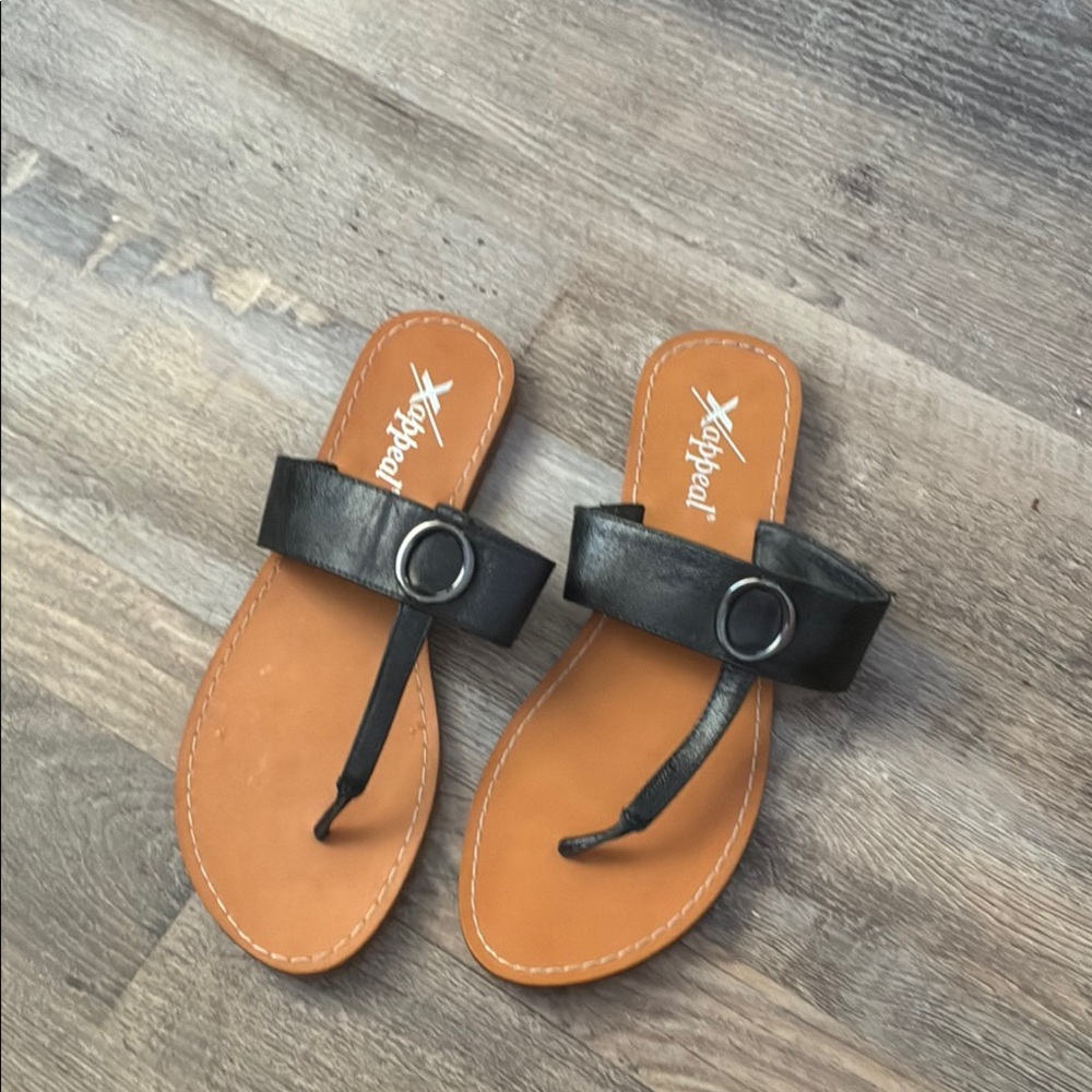 Xappeal Thong Black Sandals New Without Box Sz 8